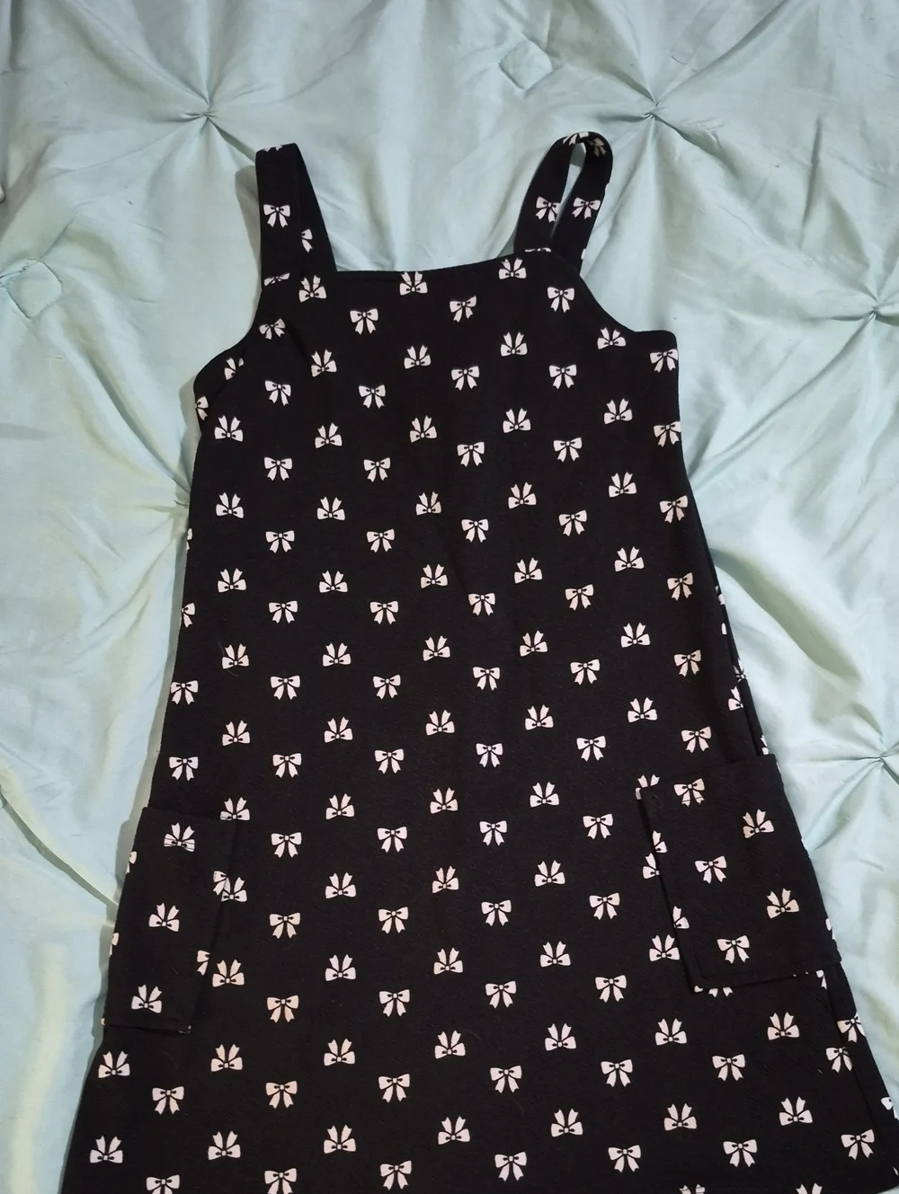 Girls Black Bow Print Sundress